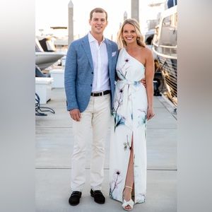 ML Monique Lhuillier Floral One Shoulder Gown - size 4